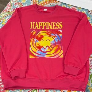SHEIN Pink Happiness Graphic Sweater. Never worn but washed.